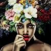 KARE Design Bild Glas Pretty Flower Woman 100X100- Bilder