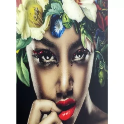 KARE Design Bild Glas Pretty Flower Woman 100X100- Bilder