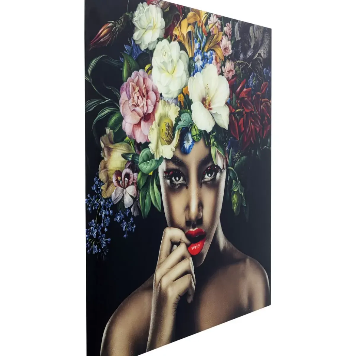 KARE Design Bild Glas Pretty Flower Woman 100X100- Bilder