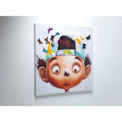 KARE Design Bild Touched Boy With Butterflies 100X100Cm- Bilder