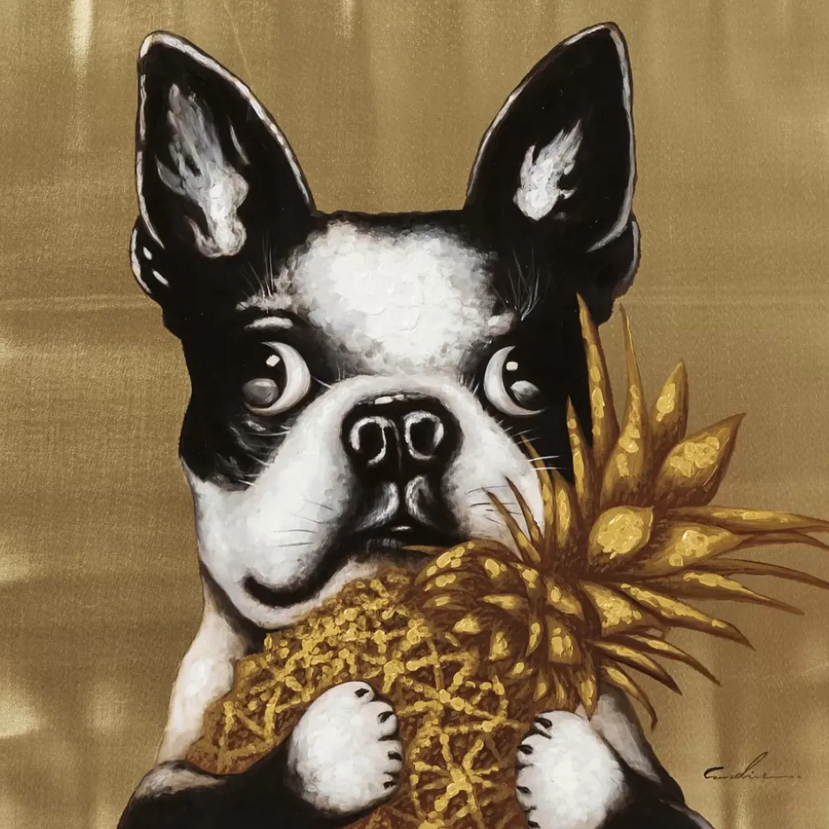 KARE Design Bild Touched Dog With Pineapple 80X80Cm- Bilder