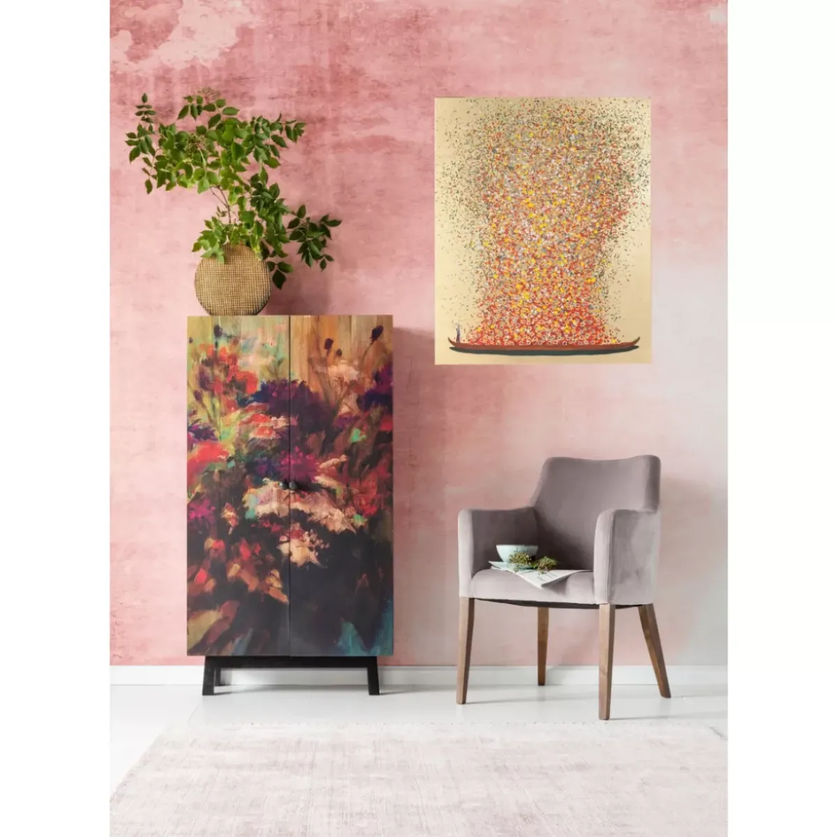 KARE Design Bild Touched Flower Boat Gold Rot 80X100Cm- Bilder