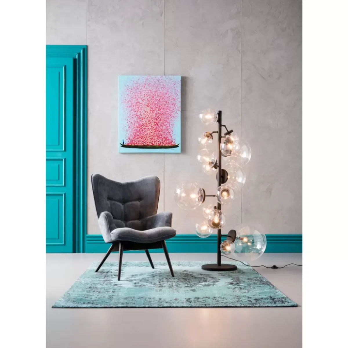 KARE Design Bild Touched Flower Boat Blau Pink 80X100Cm- Bilder