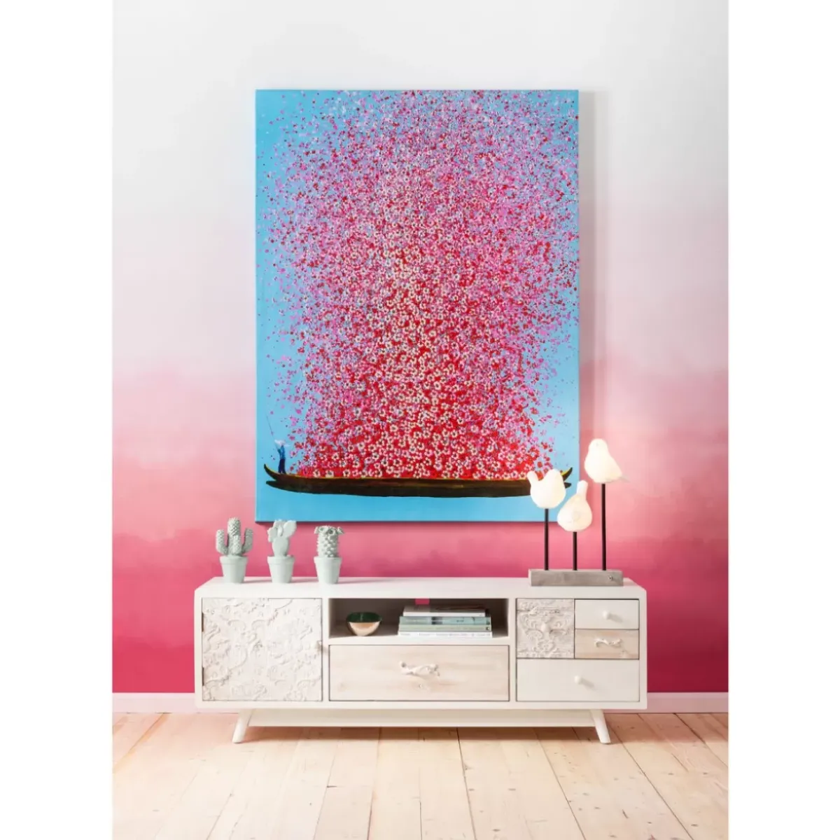 KARE Design Bild Touched Flower Boat Blau Pink 160X120Cm- Bilder
