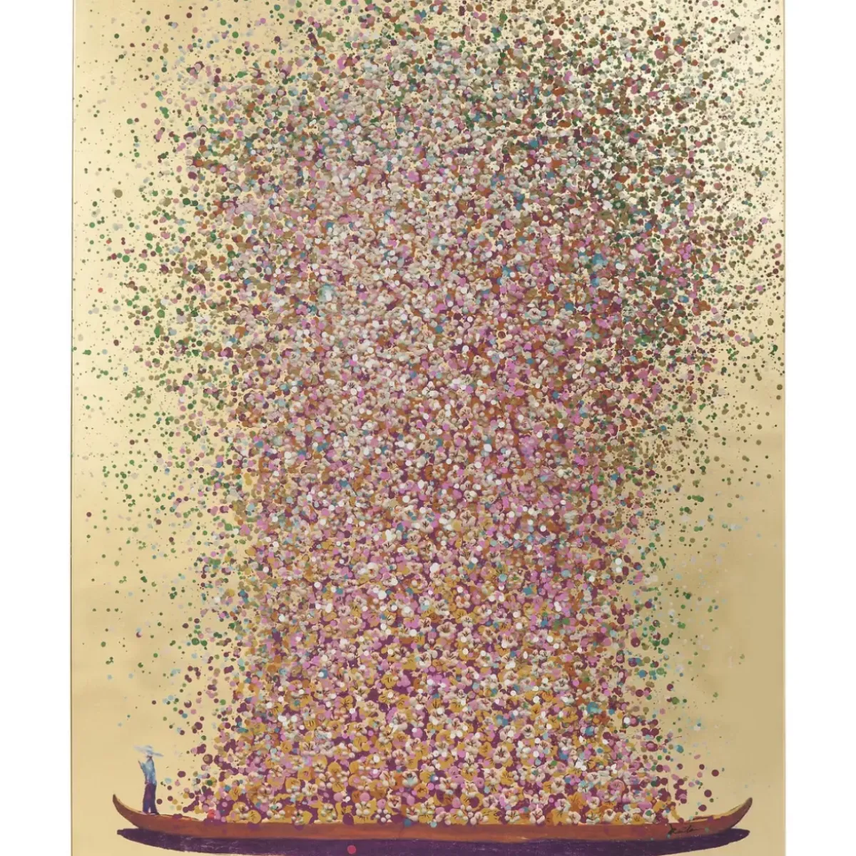 KARE Design Bild Touched Flower Boat Gold Pink 100X80Cm- Bilder