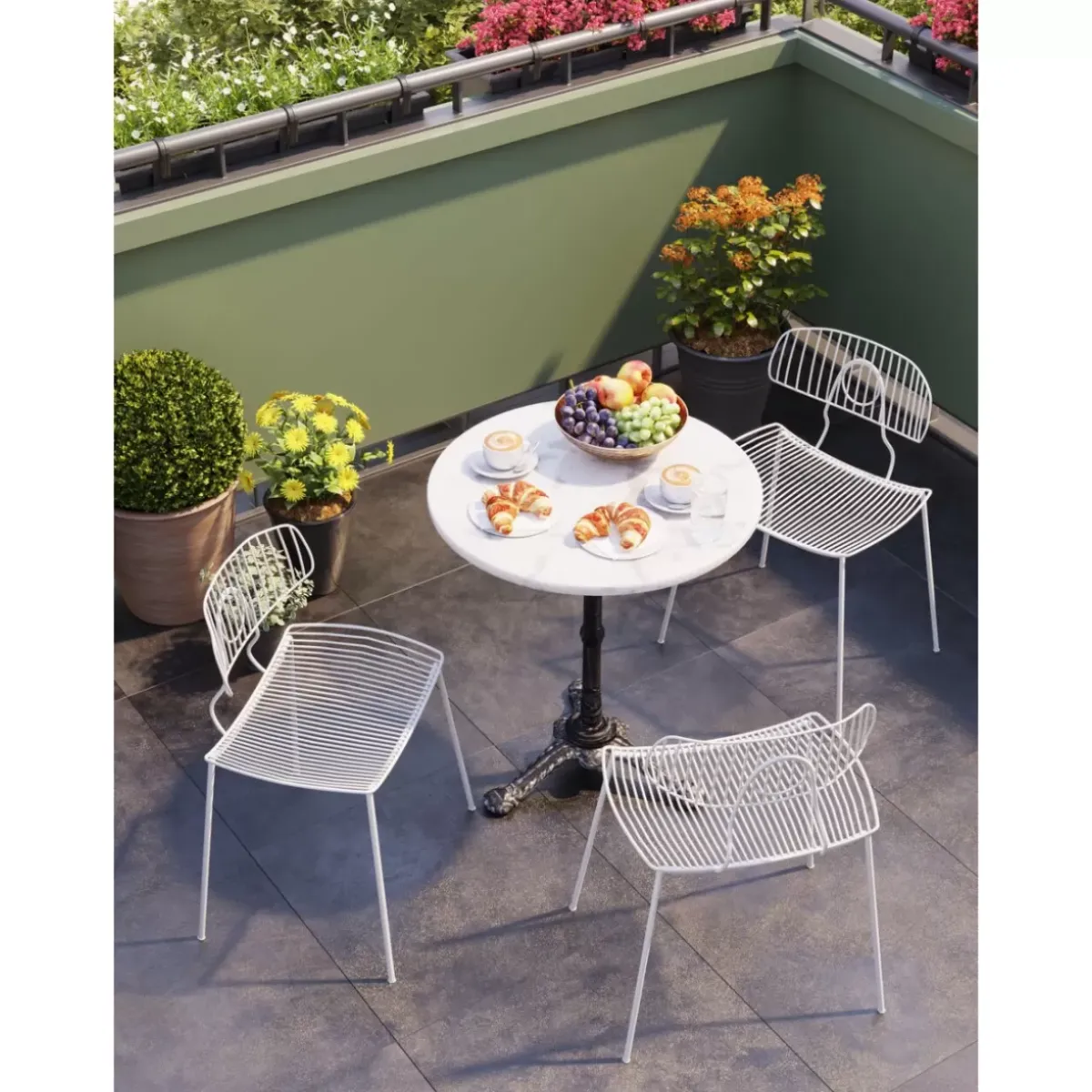 KARE Design Bistrotisch Kaffeehaus Rund Weiss O60- Outdoormöbel