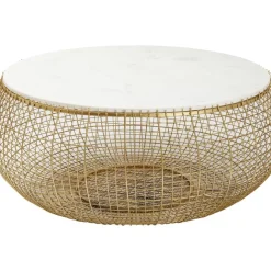 KARE Design Couchtisch Cesta Marmor Gold O100Cm- Tische