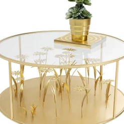 KARE Design Couchtisch Flower Meadow Gold O80- Tische