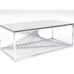 KARE Design Couchtisch Laser Silber Klarglas 120X60- Tische