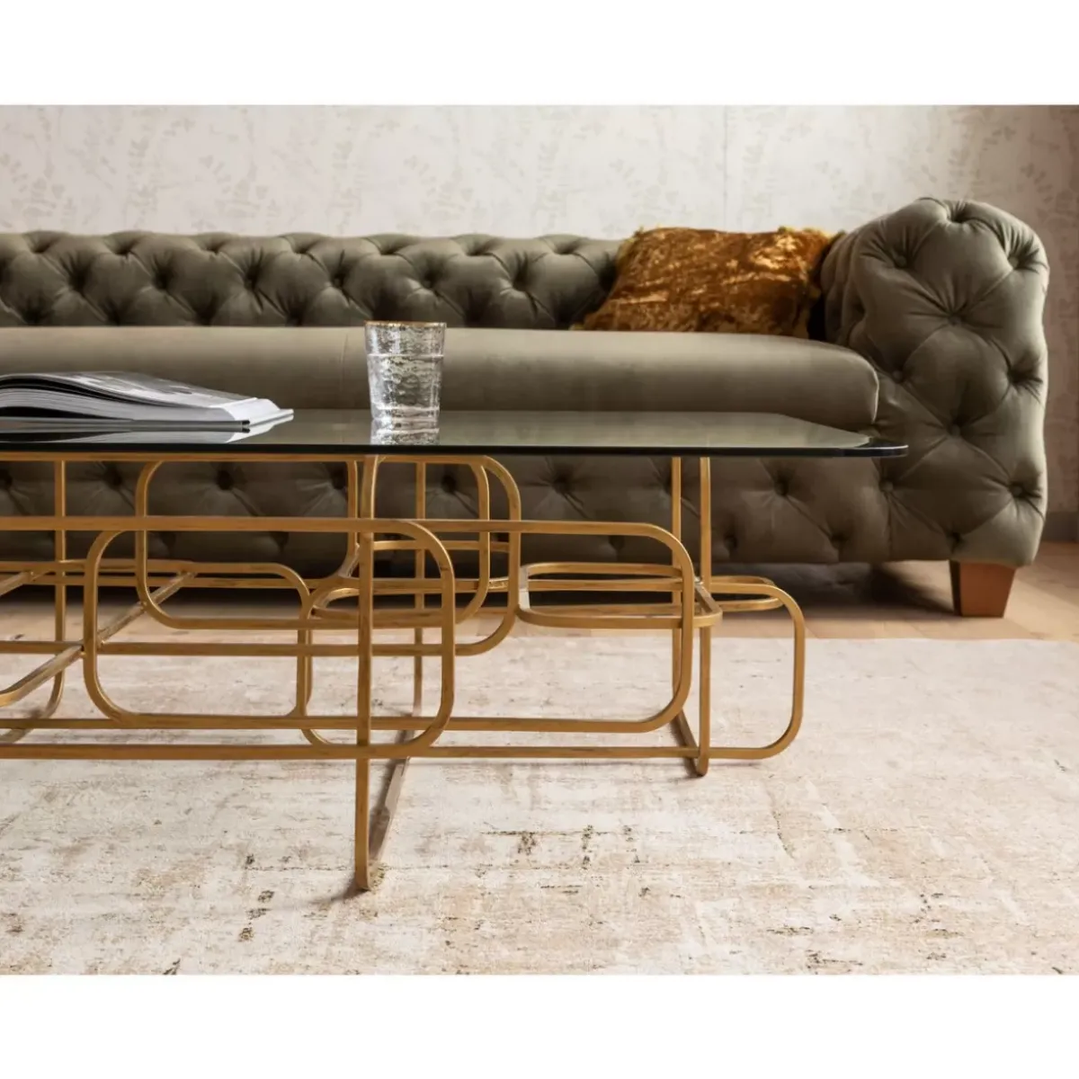 KARE Design Couchtisch Meander Gold 140X80Cm- Tische