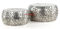 KARE Design Couchtisch Pebbles Deluxe Silber (2/Set)- Tische