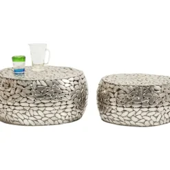 KARE Design Couchtisch Pebbles Deluxe Silber (2/Set)- Tische