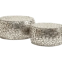 KARE Design Couchtisch Pebbles Deluxe Silber (2/Set)- Tische