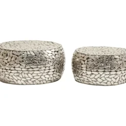 KARE Design Couchtisch Pebbles Deluxe Silber (2/Set)- Tische
