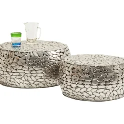 KARE Design Couchtisch Pebbles Deluxe Silber (2/Set)- Tische