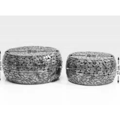 KARE Design Couchtisch Pebbles Deluxe Silber (2/Set)- Tische