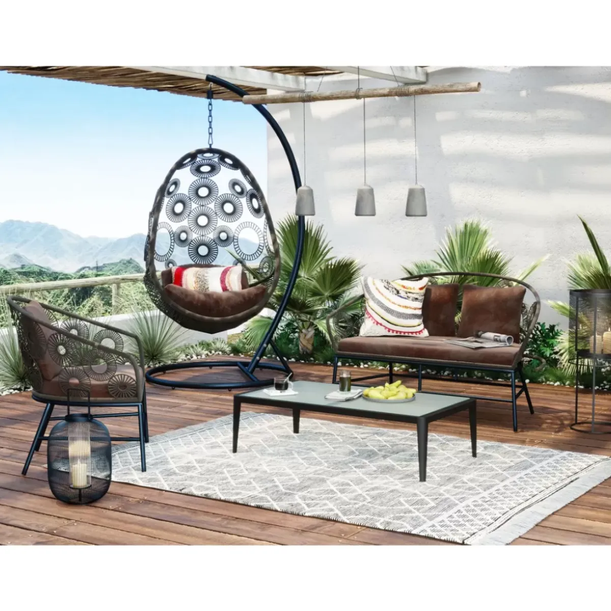 KARE Design Couchtisch Tiki Schwarz- Outdoormöbel