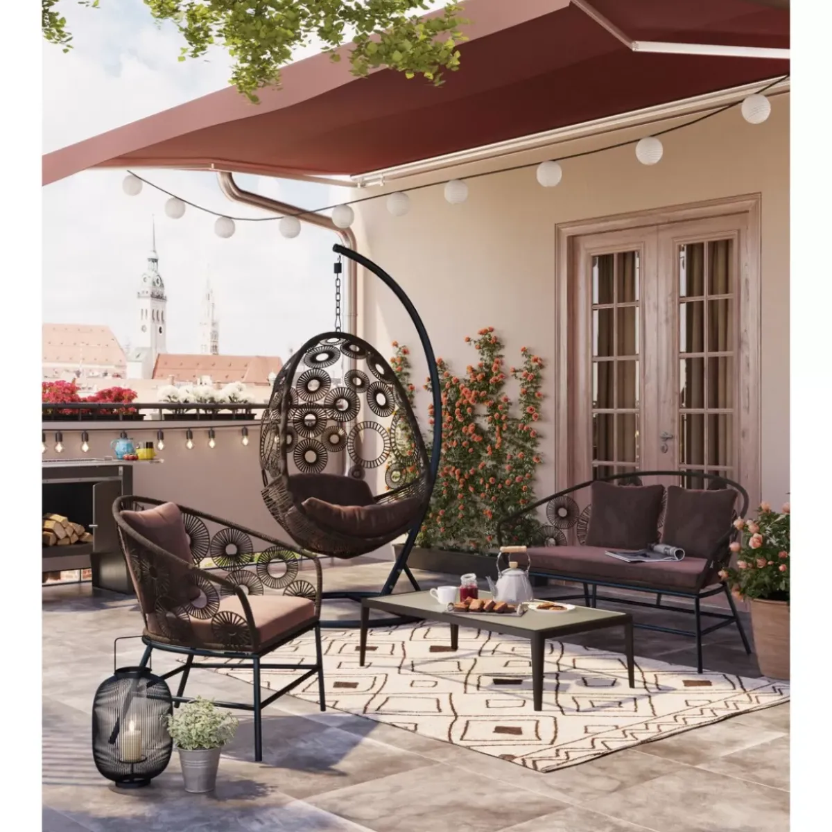 KARE Design Couchtisch Tiki Schwarz- Outdoormöbel