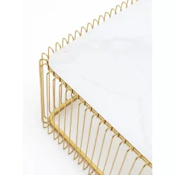 KARE Design Couchtisch Wire Glas Marble Weis 145X70Cm- Tische