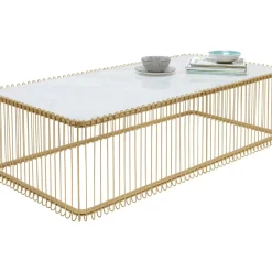 KARE Design Couchtisch Wire Glas Marble Weis 145X70Cm- Tische