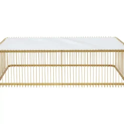 KARE Design Couchtisch Wire Glas Marble Weis 145X70Cm- Tische