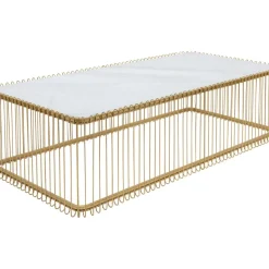 KARE Design Couchtisch Wire Glas Marble Weis 145X70Cm- Tische