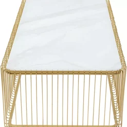 KARE Design Couchtisch Wire Glas Marble Weis 145X70Cm- Tische