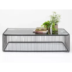 KARE Design Couchtisch Wire Glas Marble Schwarz 145X70Cm- Tische