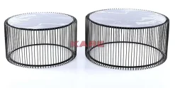 KARE Design Couchtisch Wire Glas Marble Schwarz (2/Set)- Tische