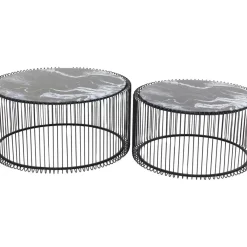 KARE Design Couchtisch Wire Glas Marble Schwarz (2/Set)- Tische