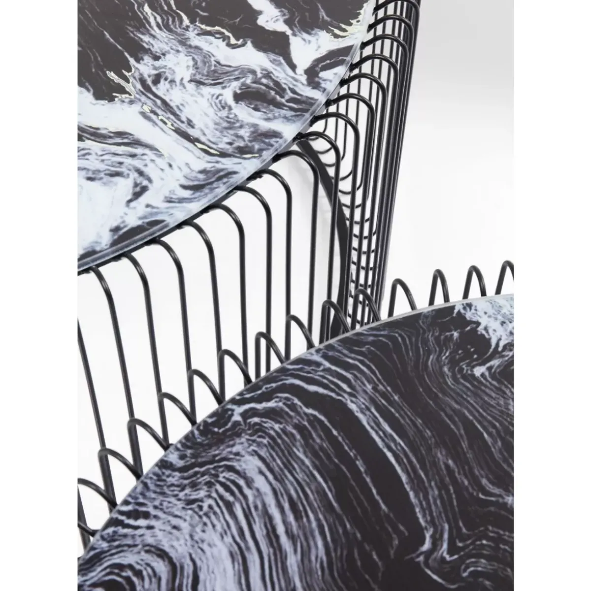 KARE Design Couchtisch Wire Glas Marble Schwarz (2/Set)- Tische