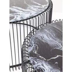 KARE Design Couchtisch Wire Glas Marble Schwarz (2/Set)- Tische