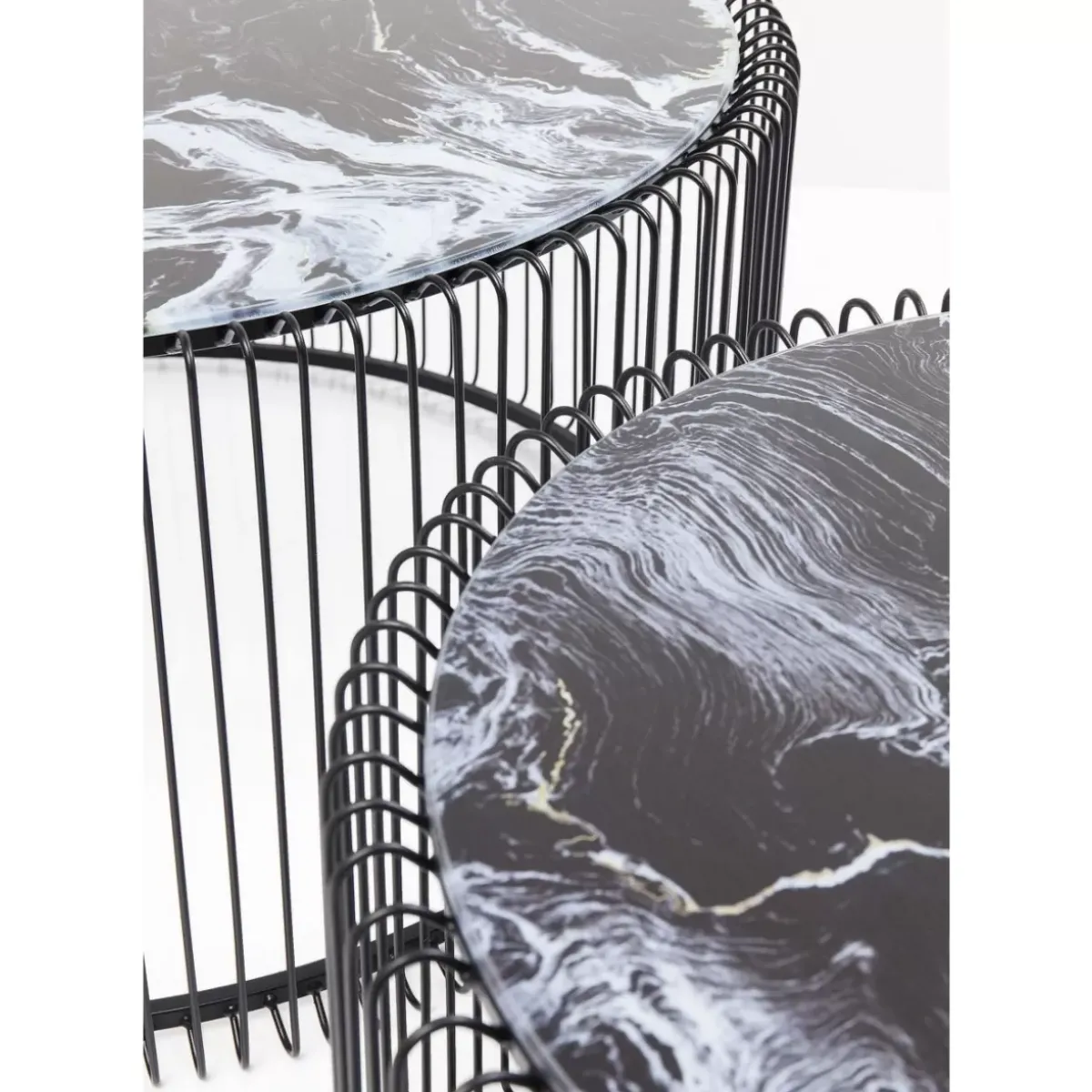KARE Design Couchtisch Wire Glas Marble Schwarz (2/Set)- Tische