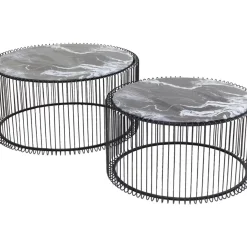 KARE Design Couchtisch Wire Glas Marble Schwarz (2/Set)- Tische
