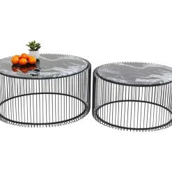 KARE Design Couchtisch Wire Glas Marble Schwarz (2/Set)- Tische