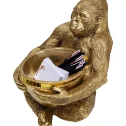 KARE Design Deko Figur Gorilla Holding Bowl Gold- Deko & Geschenkartikel
