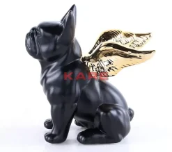KARE Design Deko Figur Sitting Angel Dog Gold-Schwarz- Deko & Geschenkartikel