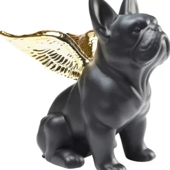 KARE Design Deko Figur Sitting Angel Dog Gold-Schwarz- Deko & Geschenkartikel