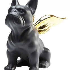 KARE Design Deko Figur Sitting Angel Dog Gold-Schwarz- Deko & Geschenkartikel