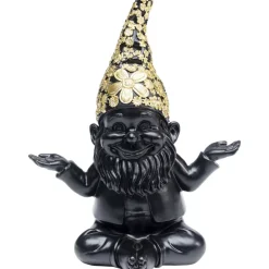 KARE Design Deko Figur Zwerg Meditation Schwarz Gold 19- Deko & Geschenkartikel