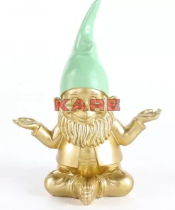 KARE Design Deko Figur Zwerg Meditation Gold Grun 19Cm- Deko & Geschenkartikel
