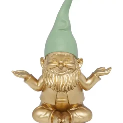 KARE Design Deko Figur Zwerg Meditation Gold Grun 19Cm- Deko & Geschenkartikel