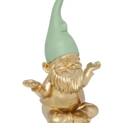 KARE Design Deko Figur Zwerg Meditation Gold Grun 19Cm- Deko & Geschenkartikel