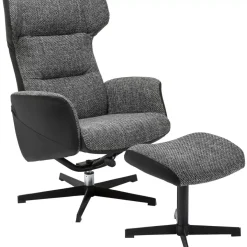 KARE Design Drehsessel Mit Hocker Ohio Salt And Pepper- Sessel