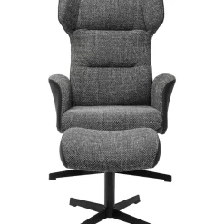 KARE Design Drehsessel Mit Hocker Ohio Salt And Pepper- Sessel