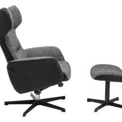 KARE Design Drehsessel Mit Hocker Ohio Salt And Pepper- Sessel