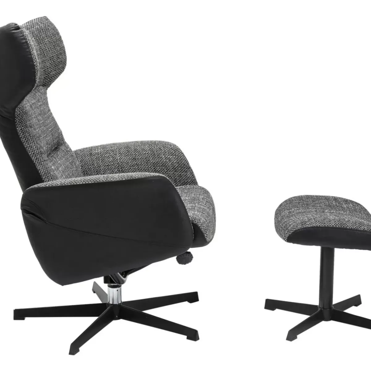 KARE Design Drehsessel Mit Hocker Ohio Salt And Pepper- Sessel