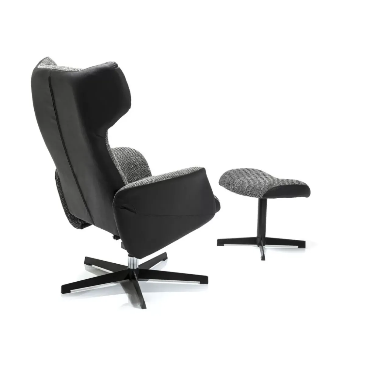 KARE Design Drehsessel Mit Hocker Ohio Salt And Pepper- Sessel