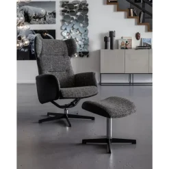 KARE Design Drehsessel Mit Hocker Ohio Salt And Pepper- Sessel