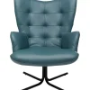 KARE Design Drehsessel Oscar Leder Blau- Sessel